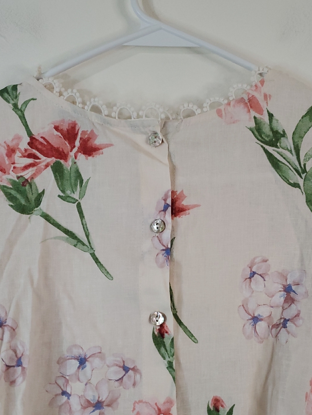 Laura Ashley Linen Floral Puff Sleeve Blouse Size Med Romantic Cottagecore Resor - Picture 10 of 13
